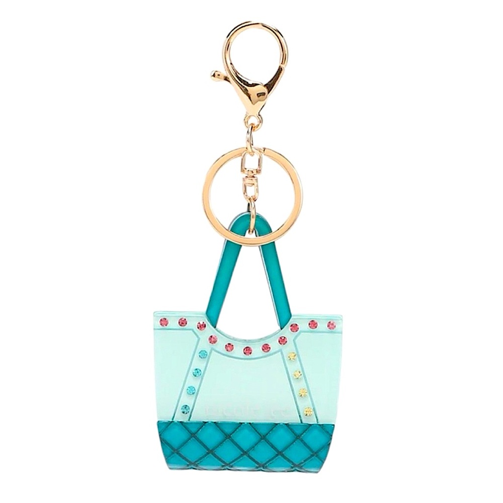 Nicole Lee Mini Purse Bag Charm Keychain Blue Rhinestones New